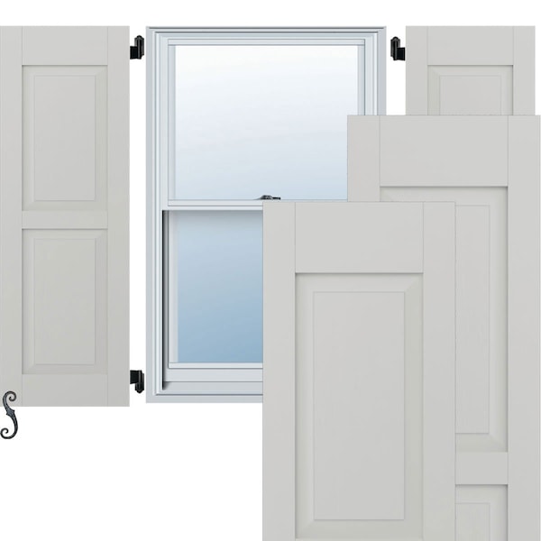 Ekena Millwork Americraft 2 Equal Raised Panel Exterior Real Wood Shutters, RW101RP18X46STH, PR RW101RP18X46STH - main